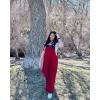 imageHappy Sailed Women Corduroy Overalls Winter Fall Casual Loose Sleeveless Adjustable Strap Wide Leg Jumpsuits with PocketsRed
