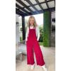 imageHappy Sailed Women Corduroy Overalls Winter Fall Casual Loose Sleeveless Adjustable Strap Wide Leg Jumpsuits with PocketsRed