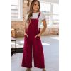 imageHappy Sailed Women Corduroy Overalls Winter Fall Casual Loose Sleeveless Adjustable Strap Wide Leg Jumpsuits with PocketsRed
