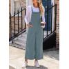 imageHappy Sailed Women Corduroy Overalls Winter Fall Casual Loose Sleeveless Adjustable Strap Wide Leg Jumpsuits with PocketsSky Blue