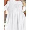 imageHappy Sailed Womens 2025 Summer Smocked Off The Shoulder Maxi Dresses Ruffle Short Sleeve A Line Side Slit SundressA White
