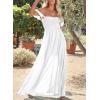 imageHappy Sailed Womens 2025 Summer Smocked Off The Shoulder Maxi Dresses Ruffle Short Sleeve A Line Side Slit SundressA White