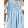 imageHappy Sailed Womens 2025 Summer Smocked Off The Shoulder Maxi Dresses Ruffle Short Sleeve A Line Side Slit SundressB Blue