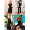 imageHappy Sailed Womens 2025 Summer Smocked Off The Shoulder Maxi Dresses Ruffle Short Sleeve A Line Side Slit SundressBlack
