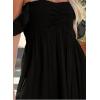 imageHappy Sailed Womens 2025 Summer Smocked Off The Shoulder Maxi Dresses Ruffle Short Sleeve A Line Side Slit SundressBlack