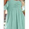imageHappy Sailed Womens 2025 Summer Smocked Off The Shoulder Maxi Dresses Ruffle Short Sleeve A Line Side Slit SundressGreen