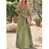 imageHappy Sailed Womens 2025 Summer Smocked Off The Shoulder Maxi Dresses Ruffle Short Sleeve A Line Side Slit SundressOlive Green