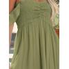 imageHappy Sailed Womens 2025 Summer Smocked Off The Shoulder Maxi Dresses Ruffle Short Sleeve A Line Side Slit SundressOlive Green