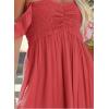 imageHappy Sailed Womens 2025 Summer Smocked Off The Shoulder Maxi Dresses Ruffle Short Sleeve A Line Side Slit SundressOrange