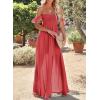 imageHappy Sailed Womens 2025 Summer Smocked Off The Shoulder Maxi Dresses Ruffle Short Sleeve A Line Side Slit SundressOrange