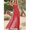 imageHappy Sailed Womens 2025 Summer Smocked Off The Shoulder Maxi Dresses Ruffle Short Sleeve A Line Side Slit SundressOrange