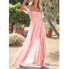 imageHappy Sailed Womens 2025 Summer Smocked Off The Shoulder Maxi Dresses Ruffle Short Sleeve A Line Side Slit SundressPink