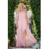 imageHappy Sailed Womens 2025 Summer Smocked Off The Shoulder Maxi Dresses Ruffle Short Sleeve A Line Side Slit SundressPink