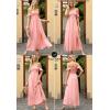 imageHappy Sailed Womens 2025 Summer Smocked Off The Shoulder Maxi Dresses Ruffle Short Sleeve A Line Side Slit SundressPink