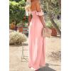 imageHappy Sailed Womens 2025 Summer Smocked Off The Shoulder Maxi Dresses Ruffle Short Sleeve A Line Side Slit SundressPink