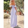 imageHappy Sailed Womens 2025 Summer Smocked Off The Shoulder Maxi Dresses Ruffle Short Sleeve A Line Side Slit SundressPurple