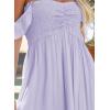 imageHappy Sailed Womens 2025 Summer Smocked Off The Shoulder Maxi Dresses Ruffle Short Sleeve A Line Side Slit SundressPurple