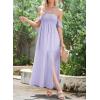 imageHappy Sailed Womens 2025 Summer Smocked Off The Shoulder Maxi Dresses Ruffle Short Sleeve A Line Side Slit SundressPurple
