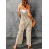 imageHappy Sailed Womens Casual Jumpsuits Loose Overalls Summer Sleeveless Stretchy Wide Leg Long Pants Romper with PocketsA Solid Apricot