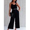 imageHappy Sailed Womens Casual Jumpsuits Loose Overalls Summer Sleeveless Stretchy Wide Leg Long Pants Romper with PocketsA Solid Black