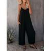 imageHappy Sailed Womens Casual Jumpsuits Loose Overalls Summer Sleeveless Stretchy Wide Leg Long Pants Romper with PocketsA Solid Black