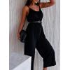 imageHappy Sailed Womens Casual Jumpsuits Loose Overalls Summer Sleeveless Stretchy Wide Leg Long Pants Romper with PocketsA Solid Black
