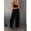 imageHappy Sailed Womens Casual Jumpsuits Loose Overalls Summer Sleeveless Stretchy Wide Leg Long Pants Romper with PocketsA Solid Black