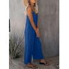 imageHappy Sailed Womens Casual Jumpsuits Loose Overalls Summer Sleeveless Stretchy Wide Leg Long Pants Romper with PocketsA Solid Blue 1