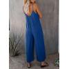 imageHappy Sailed Womens Casual Jumpsuits Loose Overalls Summer Sleeveless Stretchy Wide Leg Long Pants Romper with PocketsA Solid Blue 1
