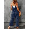 imageHappy Sailed Womens Casual Jumpsuits Loose Overalls Summer Sleeveless Stretchy Wide Leg Long Pants Romper with PocketsA Solid Blue 2