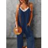 imageHappy Sailed Womens Casual Jumpsuits Loose Overalls Summer Sleeveless Stretchy Wide Leg Long Pants Romper with PocketsA Solid Blue 2