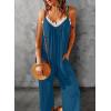 imageHappy Sailed Womens Casual Jumpsuits Loose Overalls Summer Sleeveless Stretchy Wide Leg Long Pants Romper with PocketsA Solid Blue 3