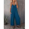 imageHappy Sailed Womens Casual Jumpsuits Loose Overalls Summer Sleeveless Stretchy Wide Leg Long Pants Romper with PocketsA Solid Blue 3