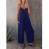 imageHappy Sailed Womens Casual Jumpsuits Loose Overalls Summer Sleeveless Stretchy Wide Leg Long Pants Romper with PocketsA Solid Blue