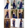 imageHappy Sailed Womens Casual Jumpsuits Loose Overalls Summer Sleeveless Stretchy Wide Leg Long Pants Romper with PocketsA Solid Blue