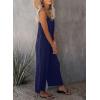 imageHappy Sailed Womens Casual Jumpsuits Loose Overalls Summer Sleeveless Stretchy Wide Leg Long Pants Romper with PocketsA Solid Blue