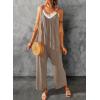 imageHappy Sailed Womens Casual Jumpsuits Loose Overalls Summer Sleeveless Stretchy Wide Leg Long Pants Romper with PocketsA Solid Brown 1