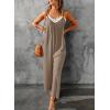 imageHappy Sailed Womens Casual Jumpsuits Loose Overalls Summer Sleeveless Stretchy Wide Leg Long Pants Romper with PocketsA Solid Brown 1
