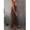 imageHappy Sailed Womens Casual Jumpsuits Loose Overalls Summer Sleeveless Stretchy Wide Leg Long Pants Romper with PocketsA Solid Brown