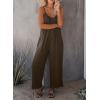 imageHappy Sailed Womens Casual Jumpsuits Loose Overalls Summer Sleeveless Stretchy Wide Leg Long Pants Romper with PocketsA Solid Brown