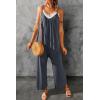 imageHappy Sailed Womens Casual Jumpsuits Loose Overalls Summer Sleeveless Stretchy Wide Leg Long Pants Romper with PocketsA Solid Dark Gray
