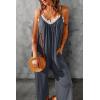 imageHappy Sailed Womens Casual Jumpsuits Loose Overalls Summer Sleeveless Stretchy Wide Leg Long Pants Romper with PocketsA Solid Dark Gray