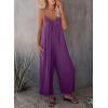 imageHappy Sailed Womens Casual Jumpsuits Loose Overalls Summer Sleeveless Stretchy Wide Leg Long Pants Romper with PocketsA Solid Dark Purple