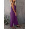 imageHappy Sailed Womens Casual Jumpsuits Loose Overalls Summer Sleeveless Stretchy Wide Leg Long Pants Romper with PocketsA Solid Dark Purple