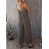 imageHappy Sailed Womens Casual Jumpsuits Loose Overalls Summer Sleeveless Stretchy Wide Leg Long Pants Romper with PocketsA Solid Gray