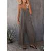 imageHappy Sailed Womens Casual Jumpsuits Loose Overalls Summer Sleeveless Stretchy Wide Leg Long Pants Romper with PocketsA Solid Gray