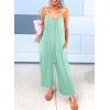 imageHappy Sailed Womens Casual Jumpsuits Loose Overalls Summer Sleeveless Stretchy Wide Leg Long Pants Romper with PocketsA Solid Green 1