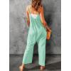 imageHappy Sailed Womens Casual Jumpsuits Loose Overalls Summer Sleeveless Stretchy Wide Leg Long Pants Romper with PocketsA Solid Green 1