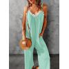 imageHappy Sailed Womens Casual Jumpsuits Loose Overalls Summer Sleeveless Stretchy Wide Leg Long Pants Romper with PocketsA Solid Green 1