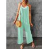 imageHappy Sailed Womens Casual Jumpsuits Loose Overalls Summer Sleeveless Stretchy Wide Leg Long Pants Romper with PocketsA Solid Green 1